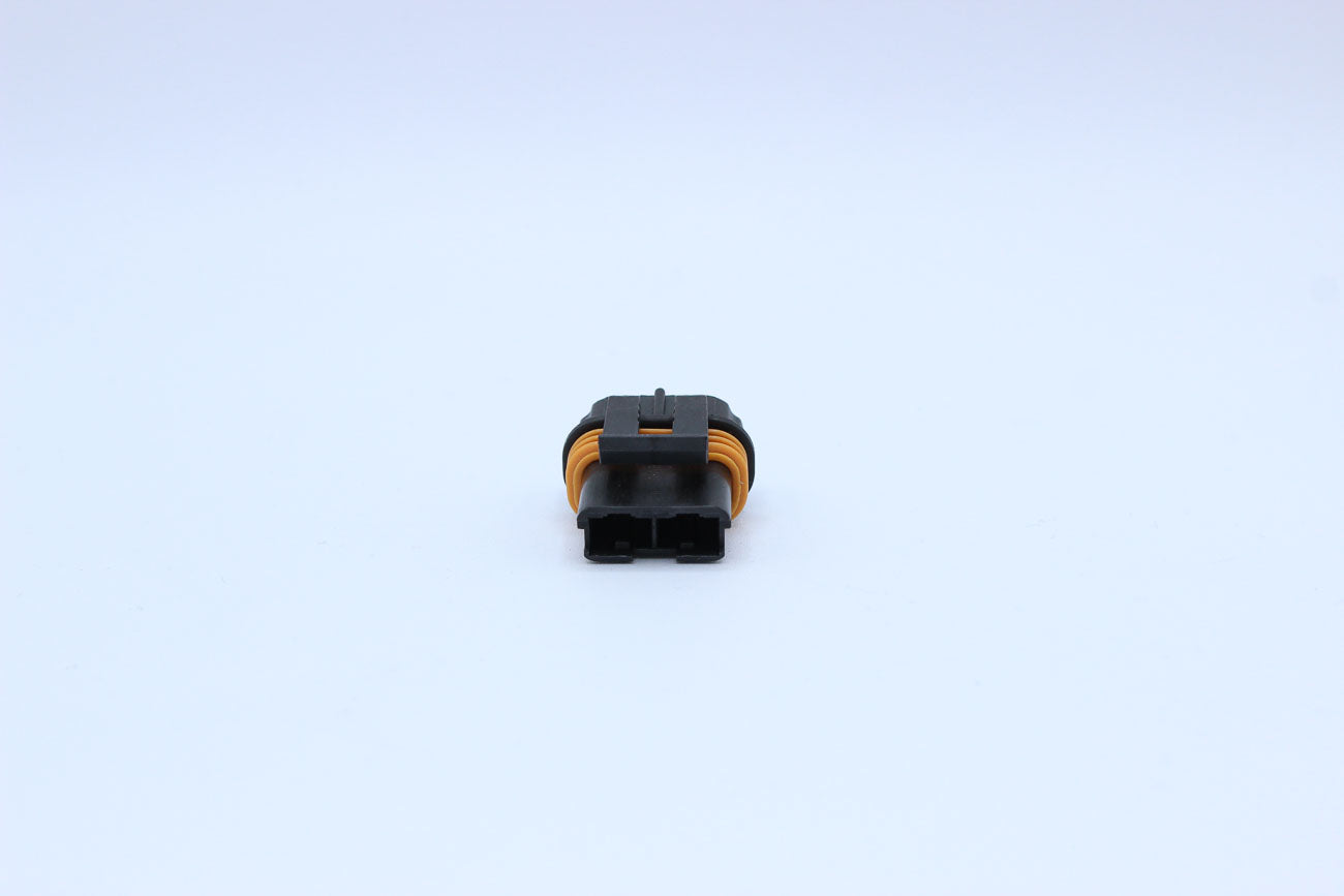 Delphi Female Metri-pack 630 Black type 2 - 2 Terminal in Style: Flying Lead. Delphi Metri-pack 630 in Black. These connectors are typically found in OEM applications and are available as a connector only or as a flying lead. An extra terminal is included