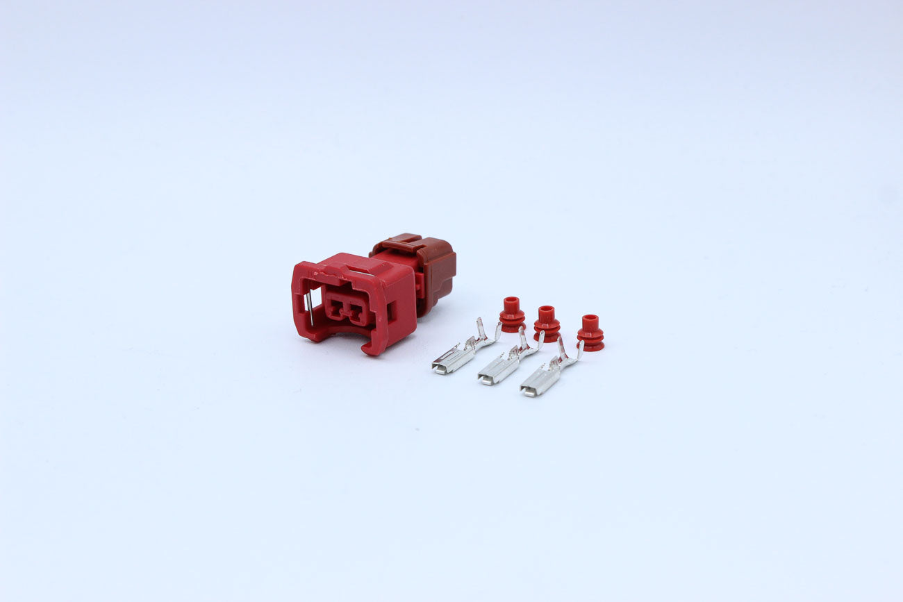 Furukawa Female JFC Red - 2 Terminal in Style: Flying Lead. Furukawa JFC in Red. These connectors are typically found in OEM applications and are available as a connector only or as a flying lead. An extra terminal is included with every connector, becaus