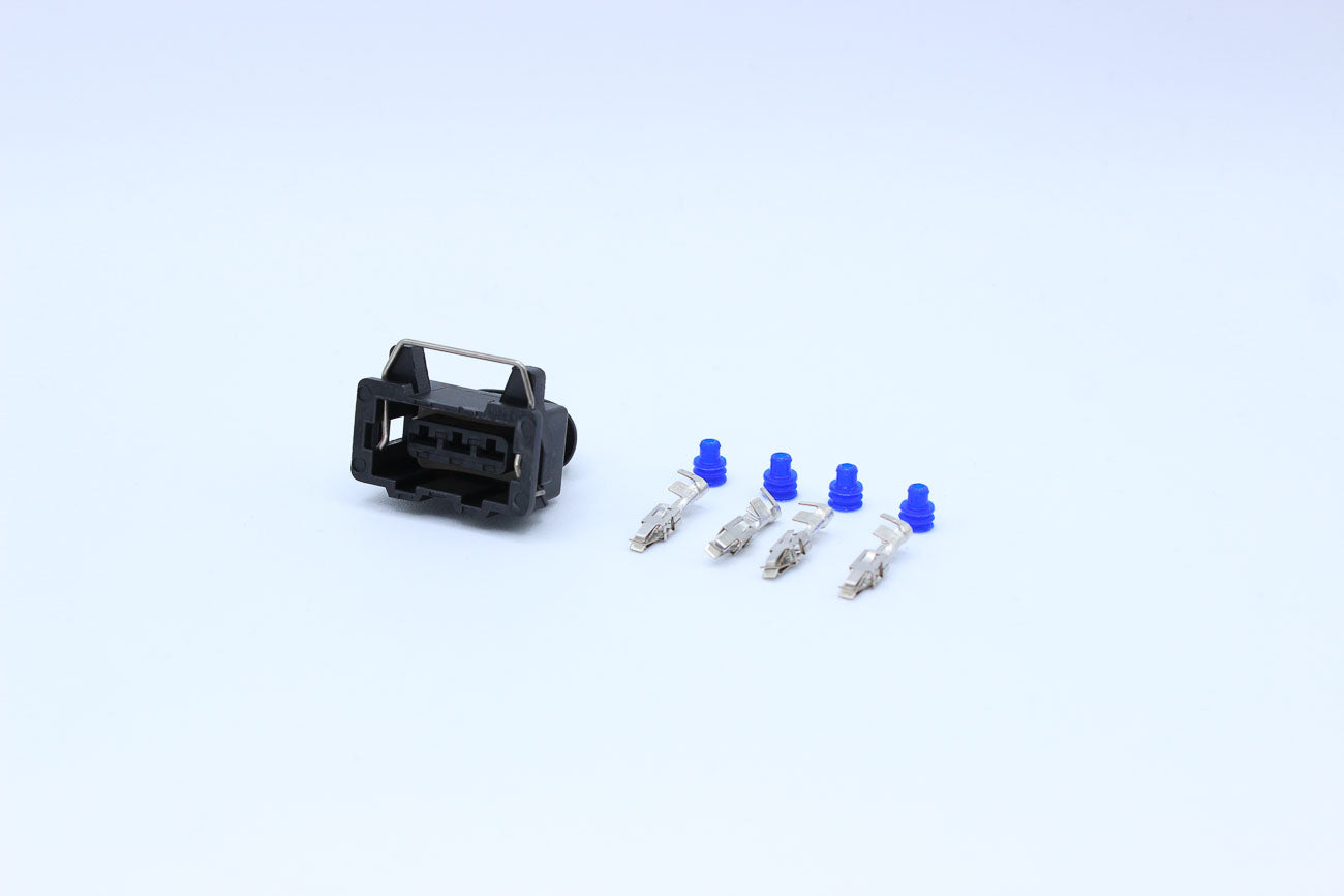 Delphi Female Timer Black - 3 Terminal in Style: Connector Only. Delphi Timer in Black. These connectors are typically found in OEM applications and are available as a connector only or as a flying lead. An extra terminal is included with every connector,