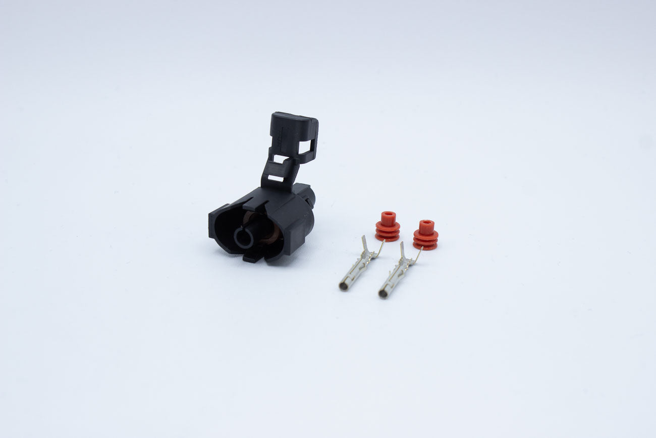 Delphi Female Weather pack Black - 1 Terminal in Style: Connector Only. Delphi Weather pack in Black. These connectors are typically found in OEM applications and are available as a connector only or as a flying lead. An extra terminal is included with ev