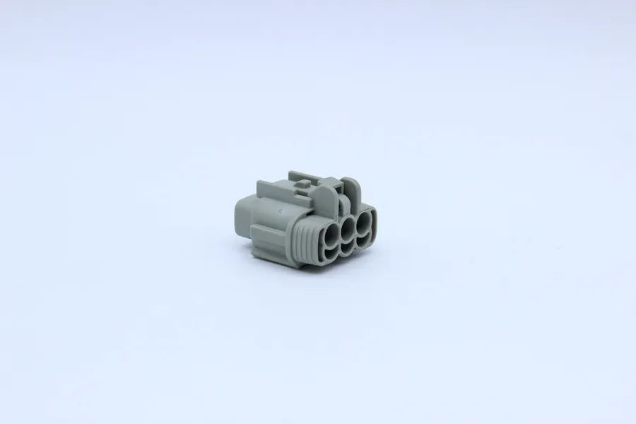 Sumitomo Female RS Gray - 3 Terminal in Style: Connector Only. Sumitomo RS in Gray. These connectors are typically found in OEM applications and are available as a connector only or as a flying lead. An extra terminal is included with every connector, bec