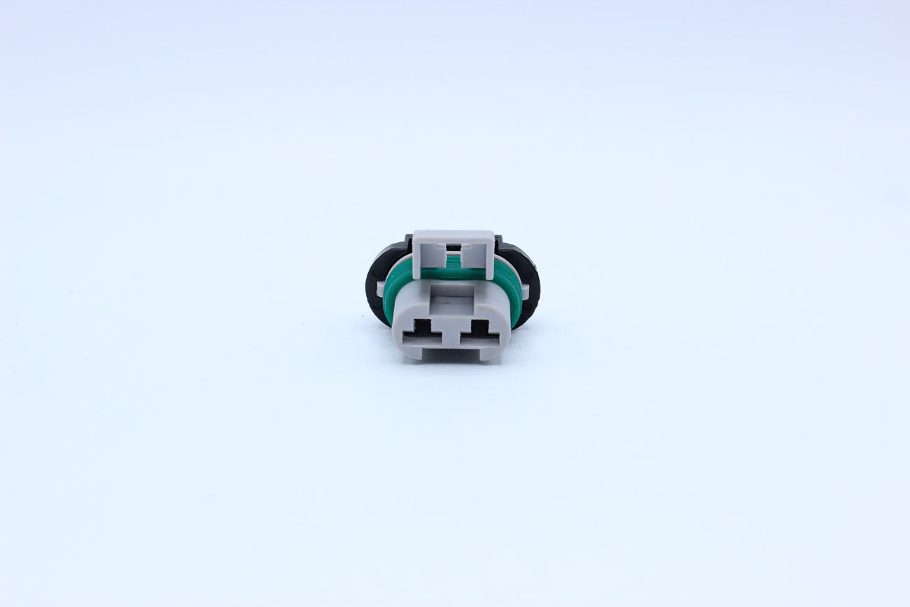 Delphi Female Metri-pack 630 Light Gray - 2 Terminal in Style: Connector Only. Delphi Metri-pack 630 in Light Gray. These connectors are typically found in OEM applications and are available as a connector only or as a flying lead. An extra terminal is in