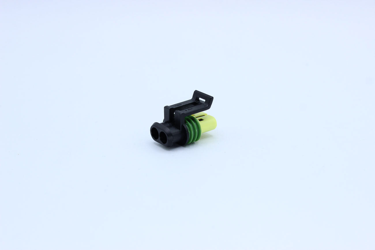 Delphi Female GT150 Yellow tab width 1.5 - 2 Terminal in Style: Connector Only. Delphi GT150 in Yellow. These connectors are typically found in OEM applications and are available as a connector only or as a flying lead. An extra terminal is included with