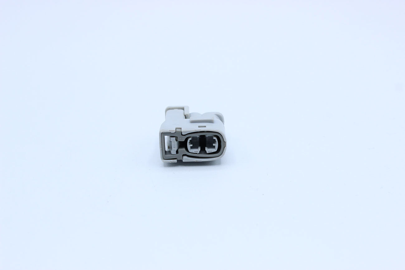 KET Female 090 II Gray Horizontal lock tab layout - 2 Terminal in Style: Flying Lead. KET 090 II in Gray. These connectors are typically found in OEM applications and are available as a connector only or as a flying lead. An extra terminal is included wit