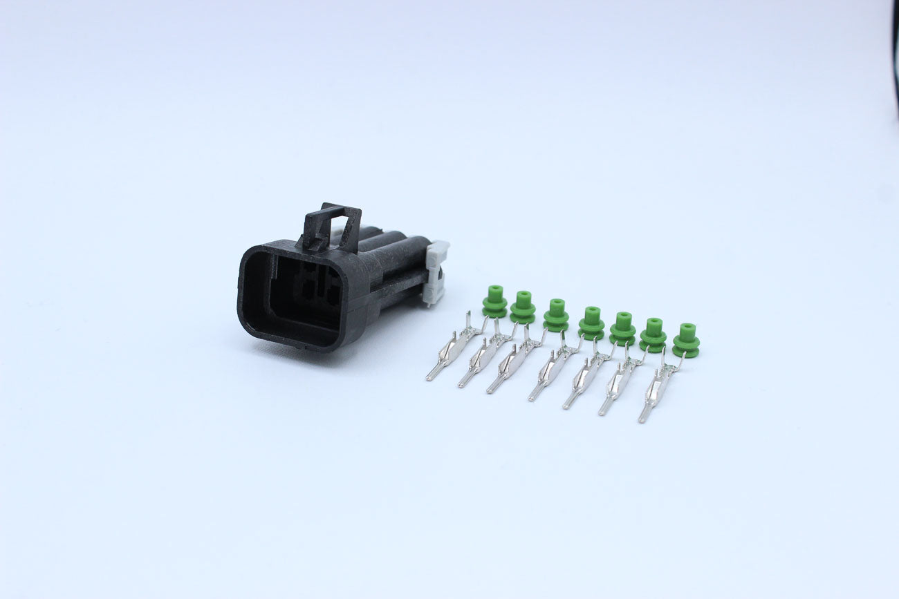 Delphi Male Metri-pack 150 Black - 6 Terminal in Style: Flying Lead. Delphi Metri-pack 150 in Black. These connectors are typically found in OEM applications and are available as a connector only or as a flying lead. An extra terminal is included with eve