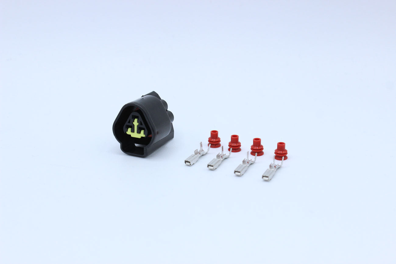 Furukawa Female RFW Black Horizontal lock tab layout - 3 Terminal in Style: Connector Only. Furukawa RFW in Black. These connectors are typically found in OEM applications and are available as a connector only or as a flying lead. An extra terminal is inc