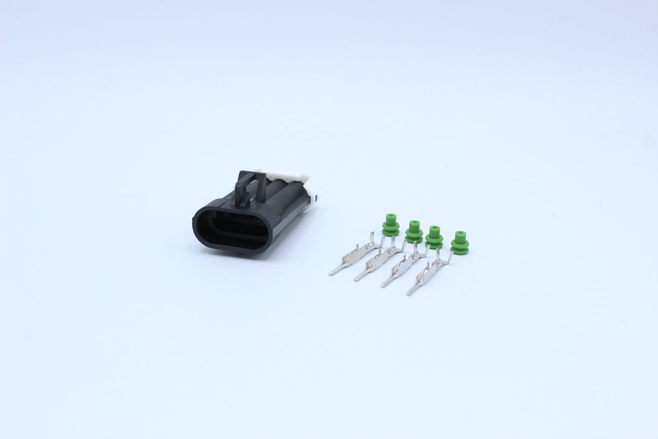 Delphi Male Metri-pack 150 Black tab width 1.5 - 3 Terminal in Style: Flying Lead. Delphi Metri-pack 150 in Black. These connectors are typically found in OEM applications and are available as a connector only or as a flying lead. An extra terminal is inc
