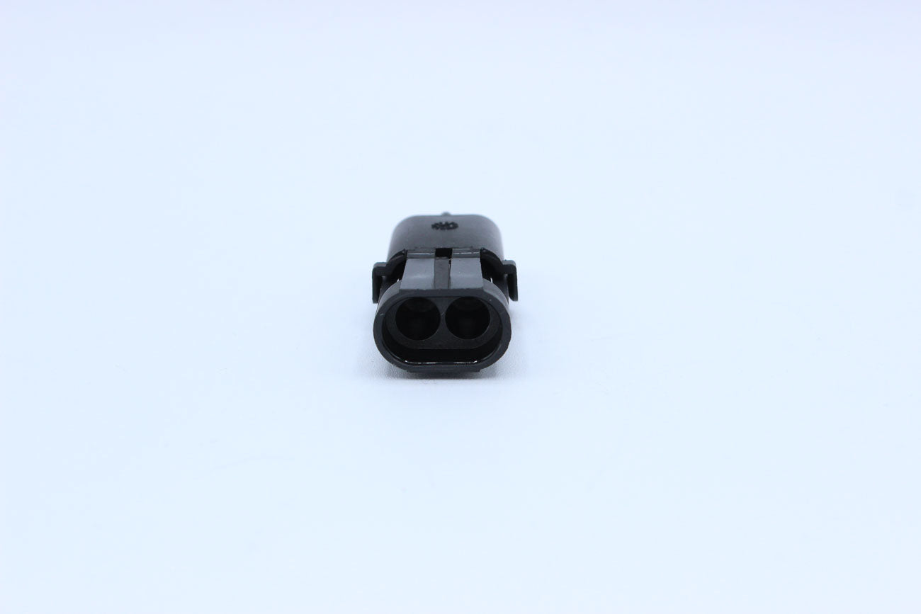 Delphi Male Weather pack Black - Part Number 12010973 in Style: Connector Only. Delphi Weather pack in Black. The OEM Part Number for this part is 12010973. These connectors are typically found in OEM applications and are available as a connector only or