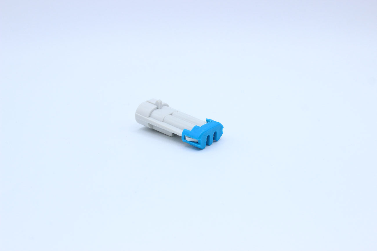 Delphi Male Metri-pack 150 Light Gray Code 1 - 2 Terminal in Style: Connector Only. Delphi Metri-pack 150 in Light Gray. These connectors are typically found in OEM applications and are available as a connector only or as a flying lead. An extra terminal