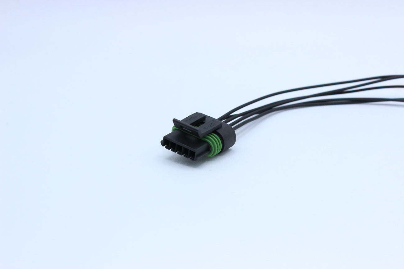 Delphi Female Metri-pack 150 Black - 5 Terminal in Style: Flying Lead. Delphi Metri-pack 150 in Black. These connectors are typically found in OEM applications and are available as a connector only or as a flying lead. An extra terminal is included with e
