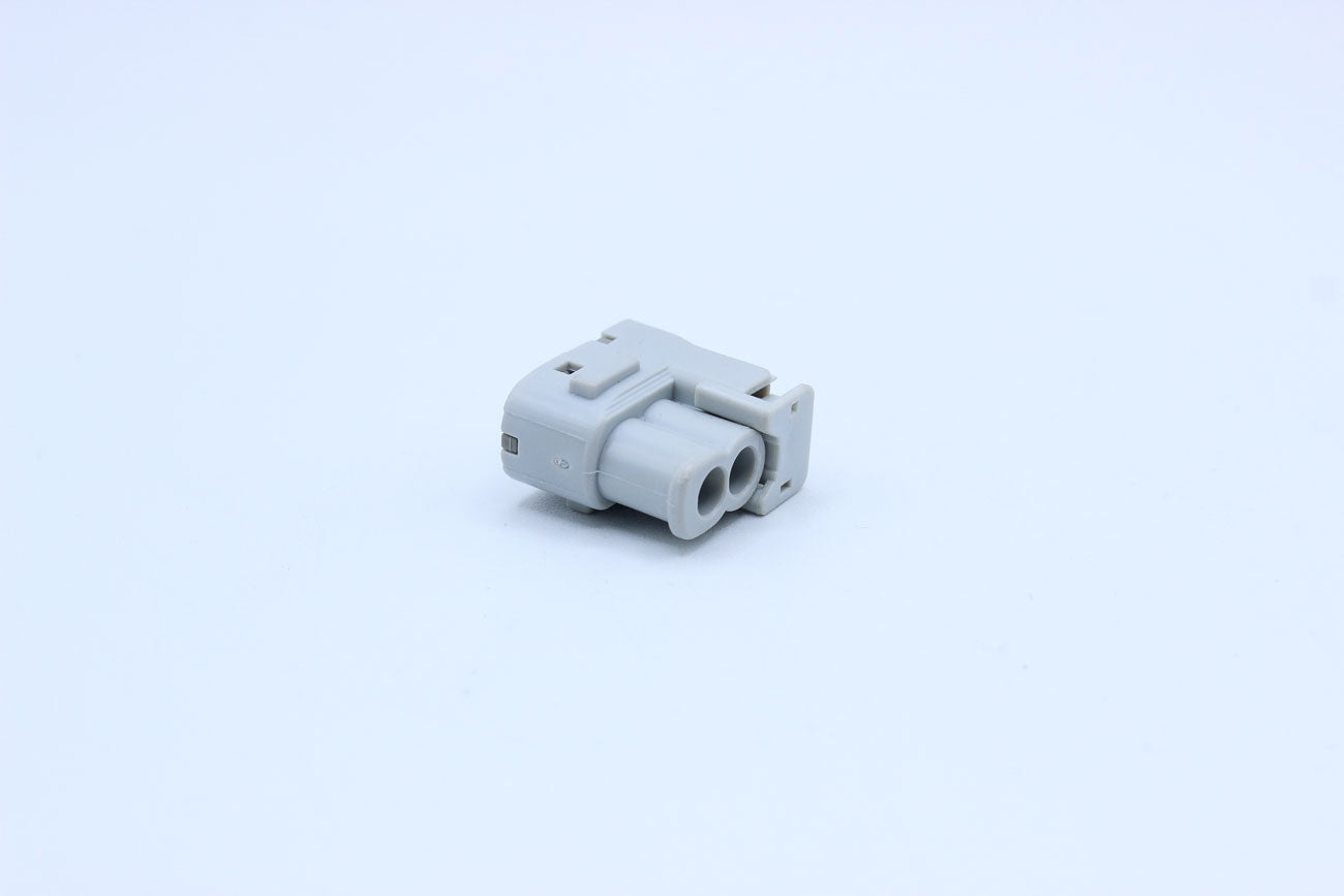 KET Female 090 II Gray Horizontal lock tab layout - 2 Terminal in Style: Flying Lead. KET 090 II in Gray. These connectors are typically found in OEM applications and are available as a connector only or as a flying lead. An extra terminal is included wit