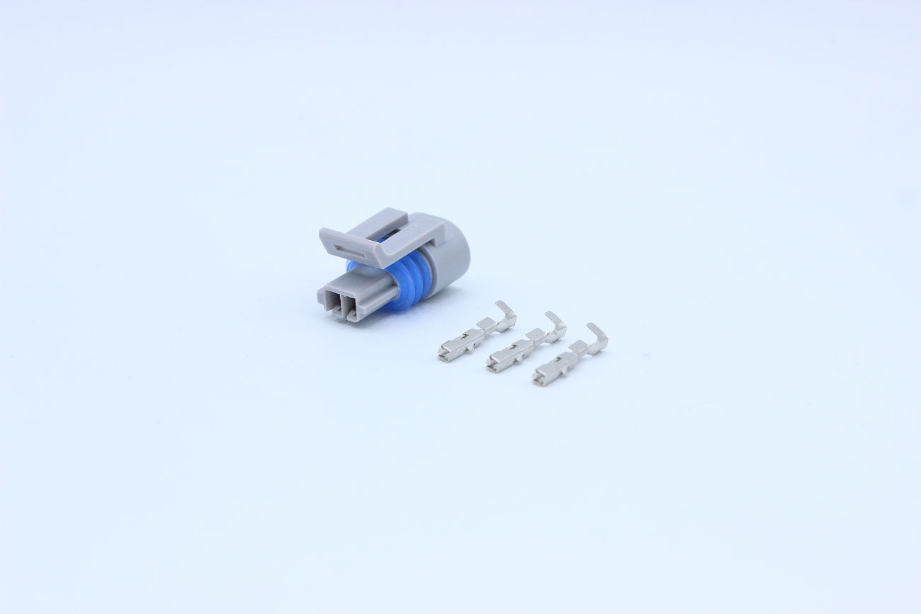 Delphi Female Metri-pack 150 PTS Grey - Part Number 12162197 in Style: Connector Only. Delphi Metri-pack 150 PTS in Grey. The OEM Part Number for this part is 12162197. These connectors are typically found in OEM applications and are available as a connec