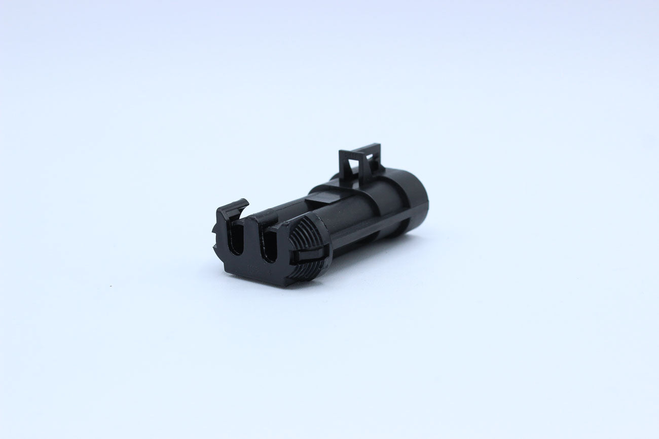 Delphi Male Metri-pack 630 Black - 2 Terminal in Style: Connector Only. Delphi Metri-pack 630 in Black. These connectors are typically found in OEM applications and are available as a connector only or as a flying lead. An extra terminal is included with