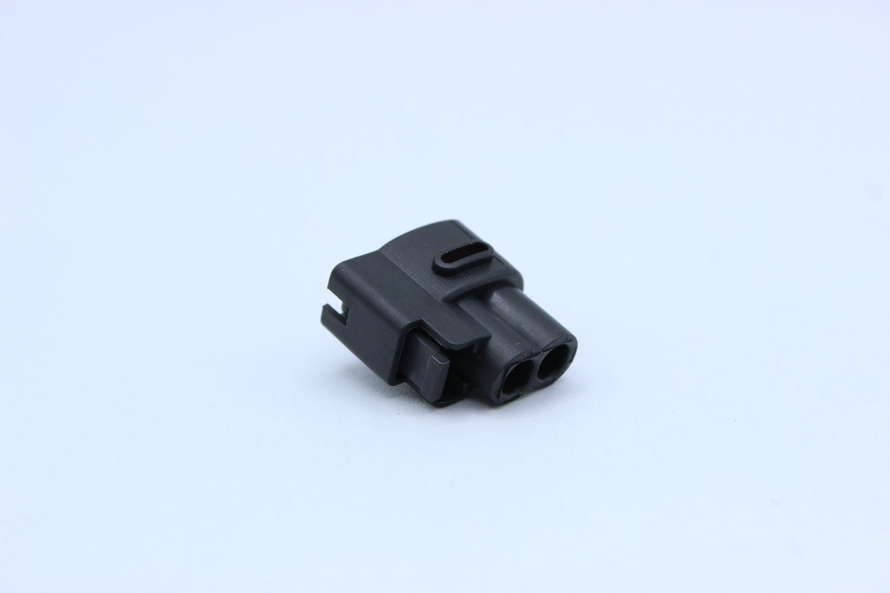 KET Female 090 Black Horizontal lock tab layout - 2 Terminal in Style: Flying Lead. KET 090 in Black. These connectors are typically found in OEM applications and are available as a connector only or as a flying lead. An extra terminal is included with ev
