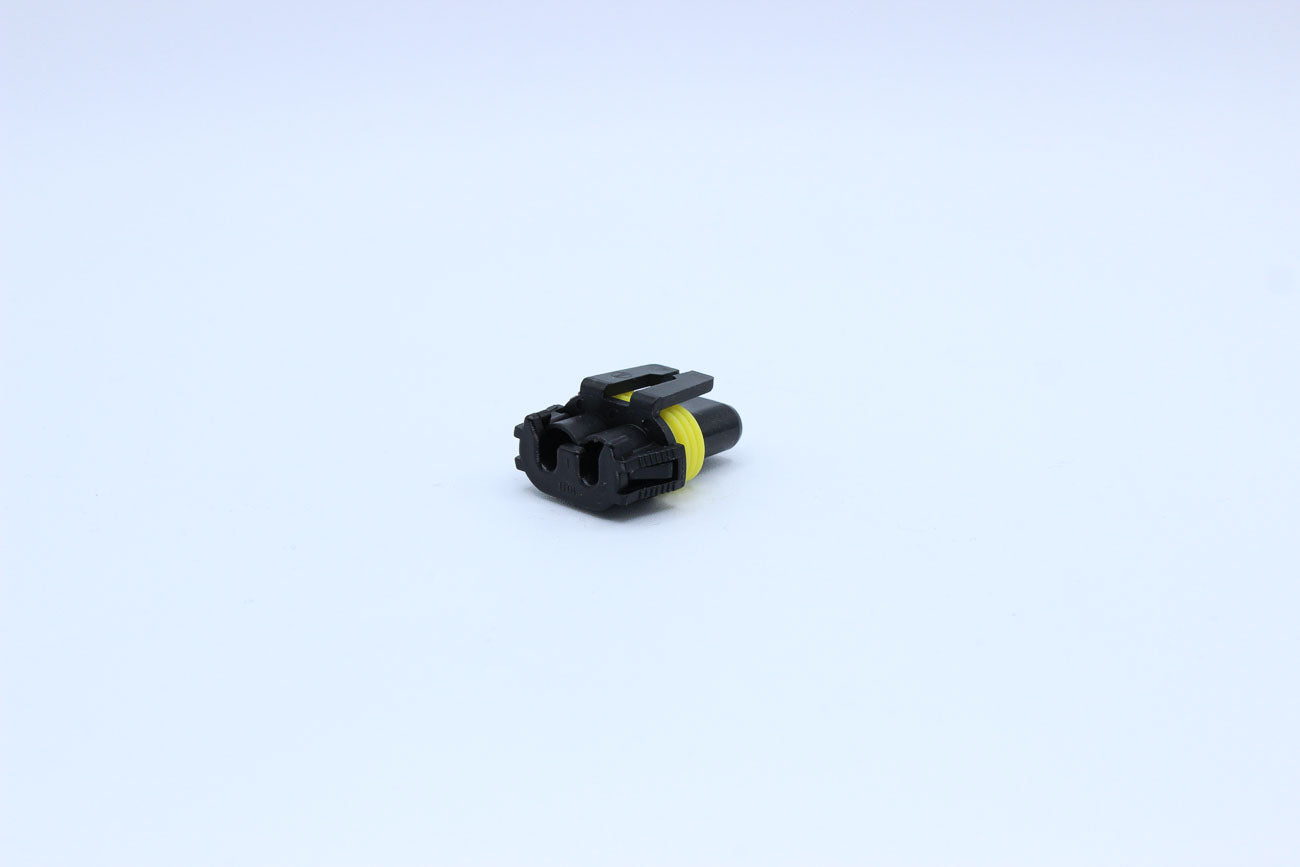 Delphi Female Metri-pack 280 Black type 2 - 2 Terminal in Style: Flying Lead. Delphi Metri-pack 280 in Black. These connectors are typically found in OEM applications and are available as a connector only or as a flying lead. An extra terminal is included