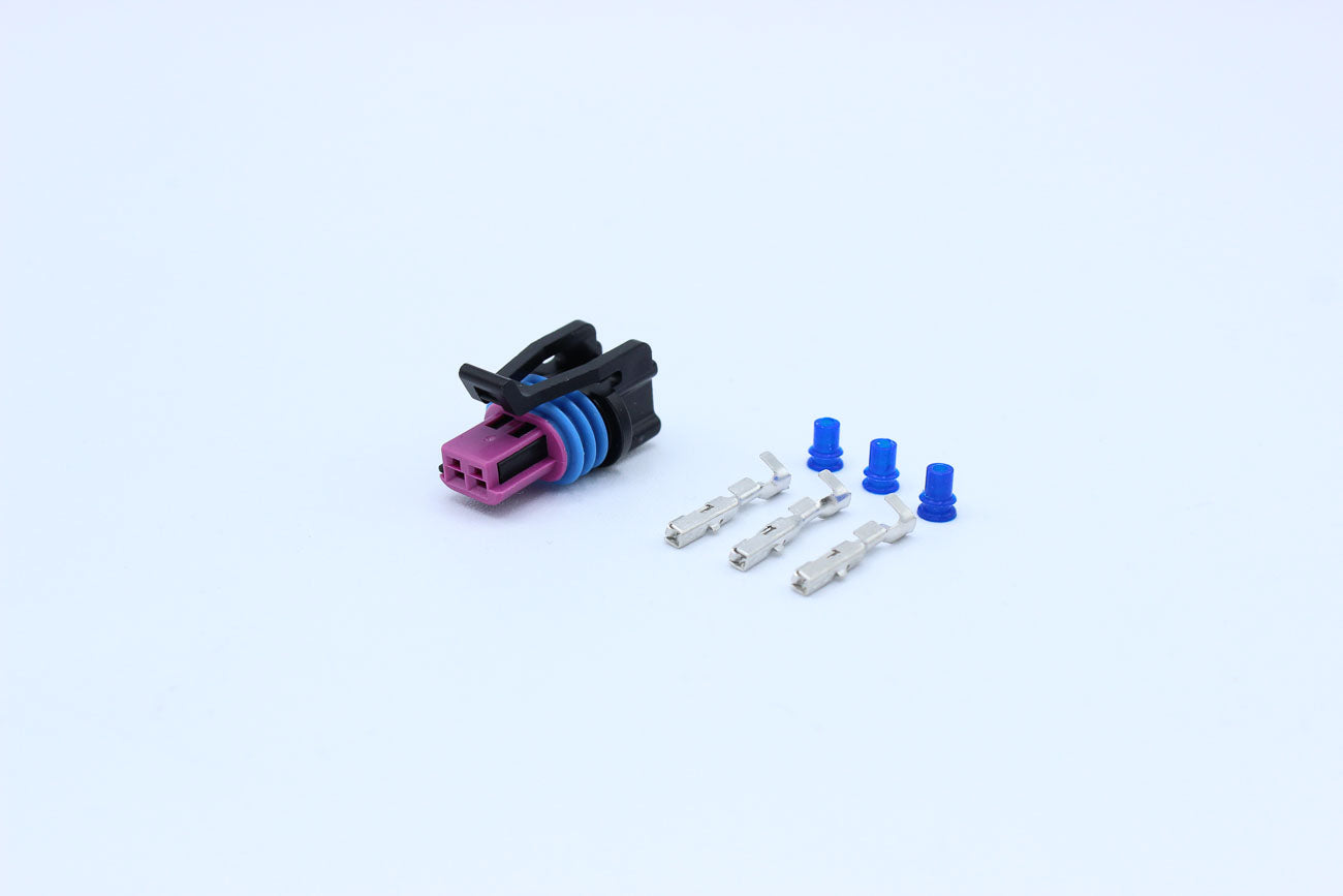 Delphi Female GT150 Violet Code 2 - 2 Terminal in Style: Flying Lead. Delphi GT150 in Violet. These connectors are typically found in OEM applications and are available as a connector only or as a flying lead. An extra terminal is included with every conn