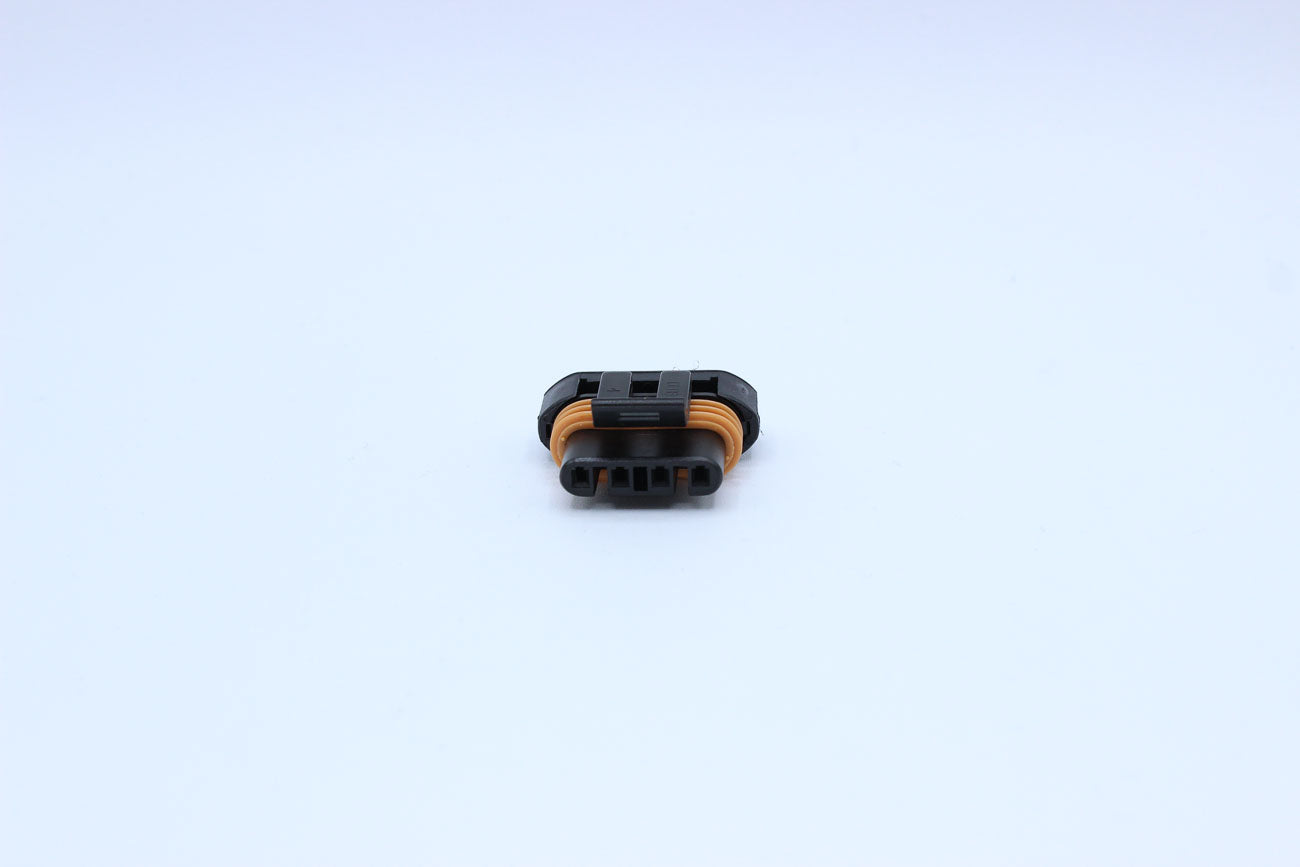 Delphi Female Metri-pack 150 Black Code 5 - 4 Terminal in Style: Connector Only. Delphi Metri-pack 150 in Black. These connectors are typically found in OEM applications and are available as a connector only or as a flying lead. An extra terminal is inclu