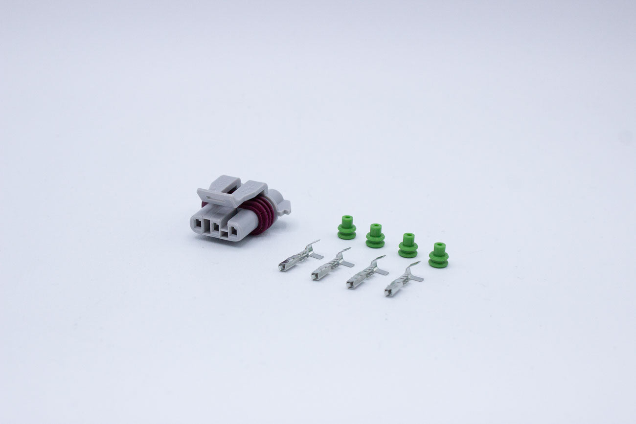 Delphi Female Metri-pack 150 Grey Code 2 - 3 Terminal in Style: Connector Only. Delphi Metri-pack 150 in Grey. These connectors are typically found in OEM applications and are available as a connector only or as a flying lead. An extra terminal is include