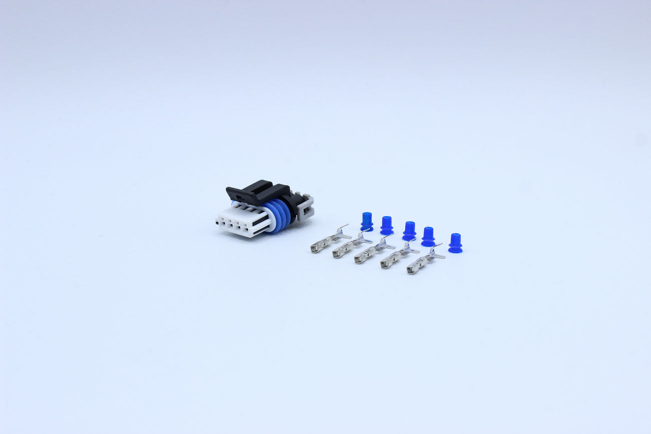 Delphi Female GT150 White Code 8 - 4 Terminal in Style: Flying Lead. Delphi GT150 in White. These connectors are typically found in OEM applications and are available as a connector only or as a flying lead. An extra terminal is included with every connec