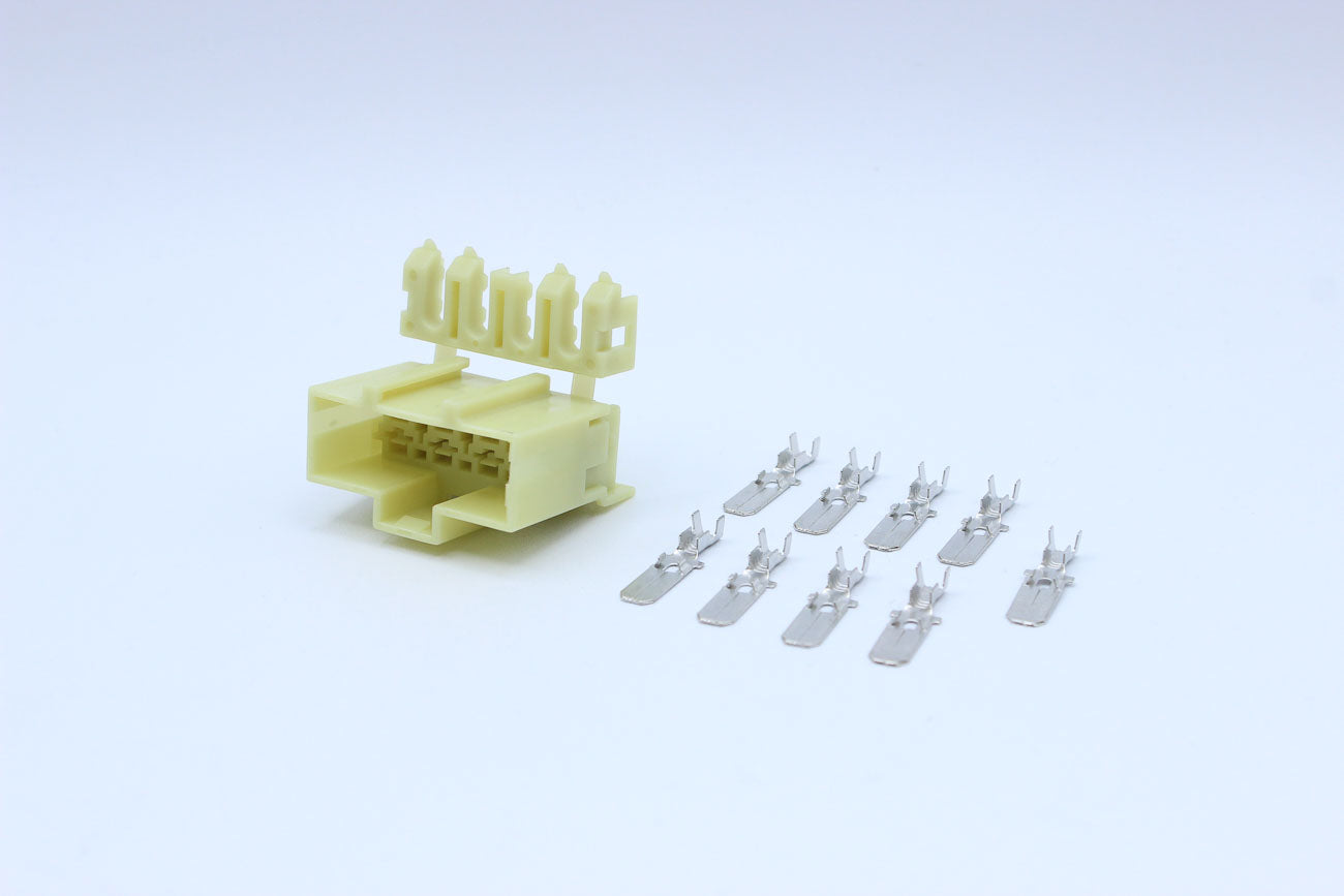 KET Male 250 Yellow - 8 Terminal in Style: Flying Lead. KET 250 in Yellow. These connectors are typically found in OEM applications and are available as a connector only or as a flying lead. An extra terminal is included with every connector, because mist