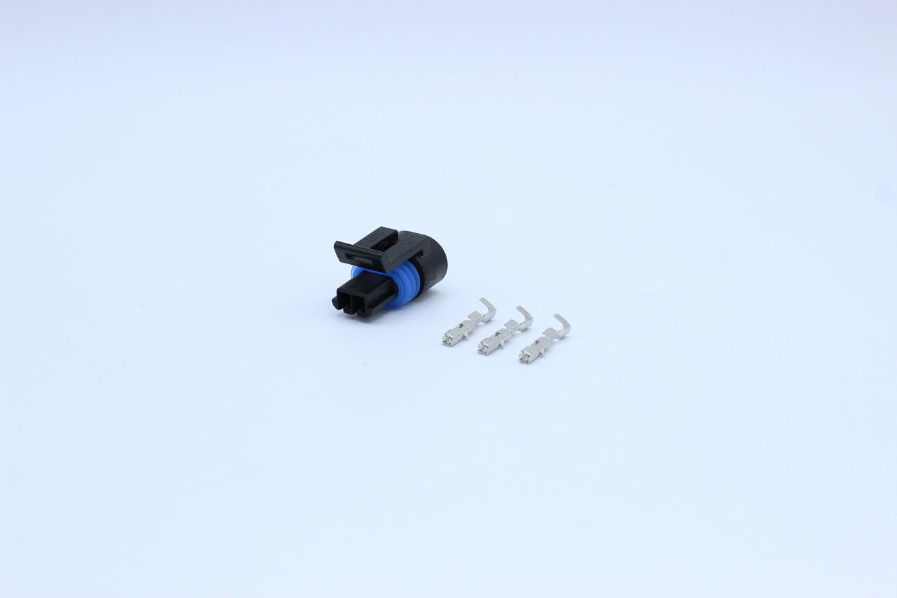 Delphi Female Metri-pack 150 PTS Blue Code 1 - Part Number 12162193 in Style: Flying Lead. Delphi Metri-pack 150 PTS in Blue. The OEM Part Number for this part is 12162193. These connectors are typically found in OEM applications and are available as a co