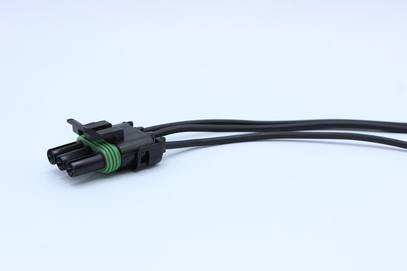 Delphi Female Weather pack Black - 3 Terminal in Style: Connector Only. Delphi Weather pack in Black. These connectors are typically found in OEM applications and are available as a connector only or as a flying lead. An extra terminal is included with ev