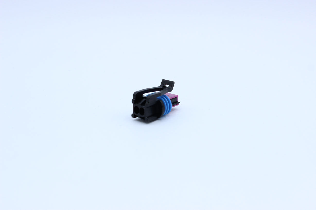 Delphi Female GT150 Violet Code 2 - 2 Terminal in Style: Flying Lead. Delphi GT150 in Violet. These connectors are typically found in OEM applications and are available as a connector only or as a flying lead. An extra terminal is included with every conn