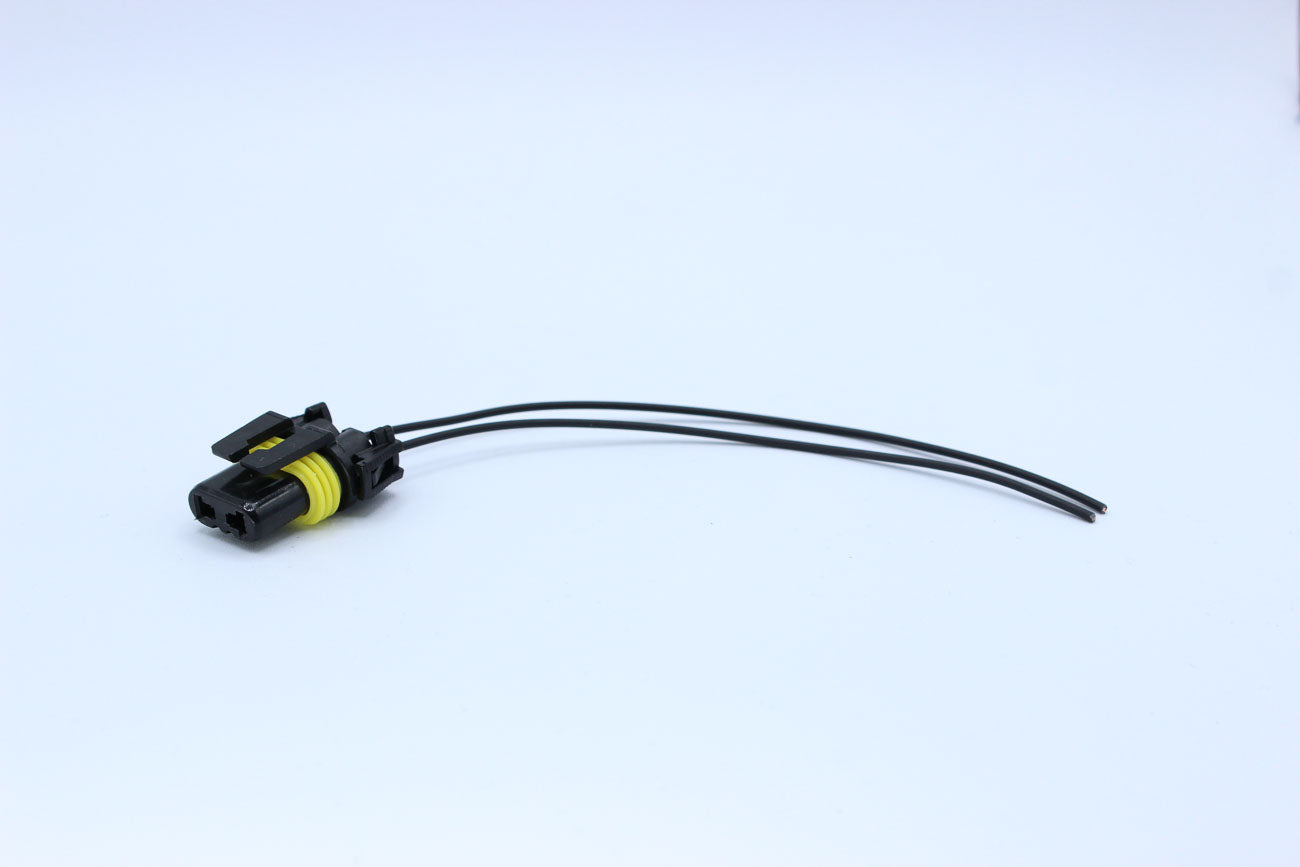 Delphi Female Metri-pack 280 Black type 2 - 2 Terminal in Style: Flying Lead. Delphi Metri-pack 280 in Black. These connectors are typically found in OEM applications and are available as a connector only or as a flying lead. An extra terminal is included