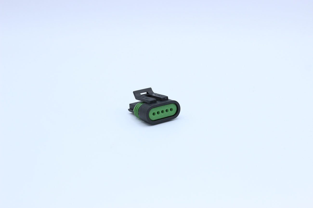 Delphi Female Metri-pack 150 Black - 5 Terminal in Style: Connector Only. Delphi Metri-pack 150 in Black. These connectors are typically found in OEM applications and are available as a connector only or as a flying lead. An extra terminal is included wit