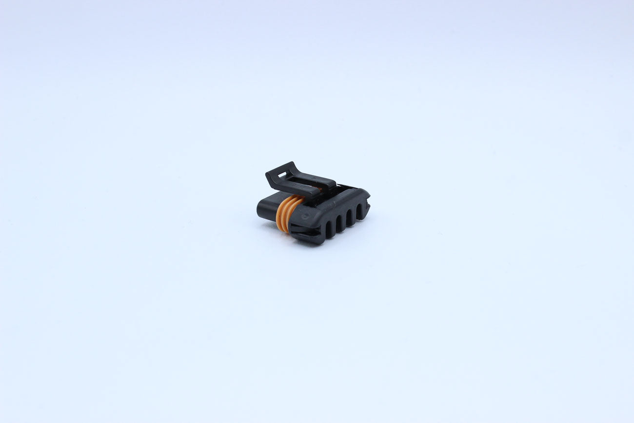 Delphi Female Metri-pack 150 Black Code 5 - 4 Terminal in Style: Connector Only. Delphi Metri-pack 150 in Black. These connectors are typically found in OEM applications and are available as a connector only or as a flying lead. An extra terminal is inclu
