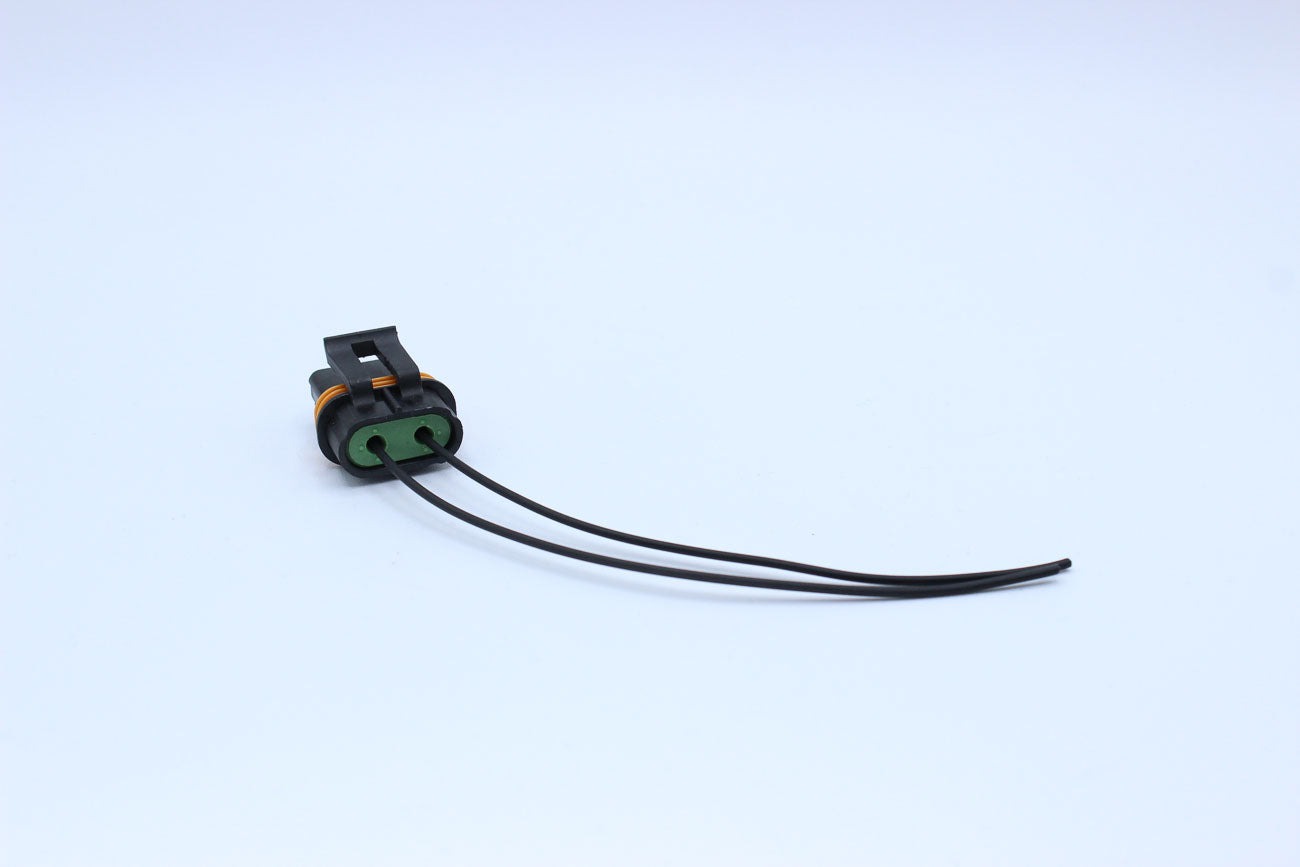 Delphi Female Metri-pack 630 Black type 2 - 2 Terminal in Style: Flying Lead. Delphi Metri-pack 630 in Black. These connectors are typically found in OEM applications and are available as a connector only or as a flying lead. An extra terminal is included