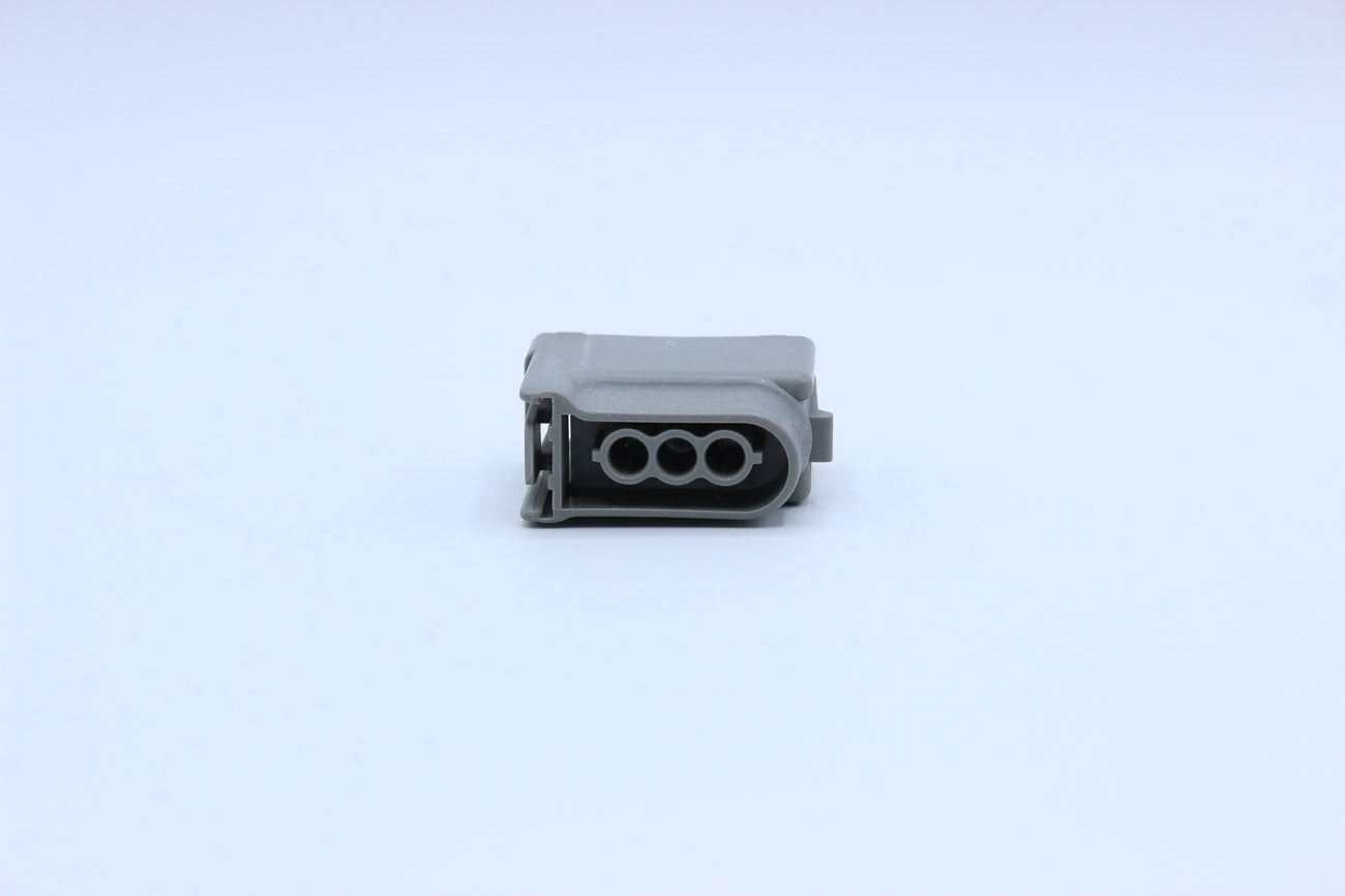Delphi Female Grey Horizontal lock tab layout - 3 Terminal in Style: Connector Only. Delphi in Grey. These connectors are typically found in OEM applications and are available as a connector only or as a flying lead. An extra terminal is included with eve