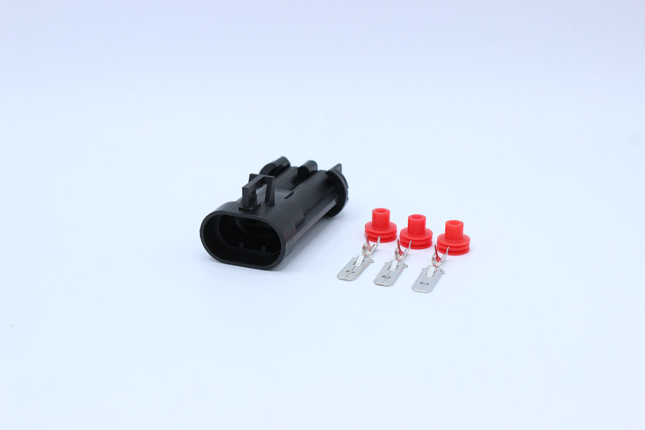 Delphi Male Metri-pack 630 Black - 2 Terminal in Style: Connector Only. Delphi Metri-pack 630 in Black. These connectors are typically found in OEM applications and are available as a connector only or as a flying lead. An extra terminal is included with