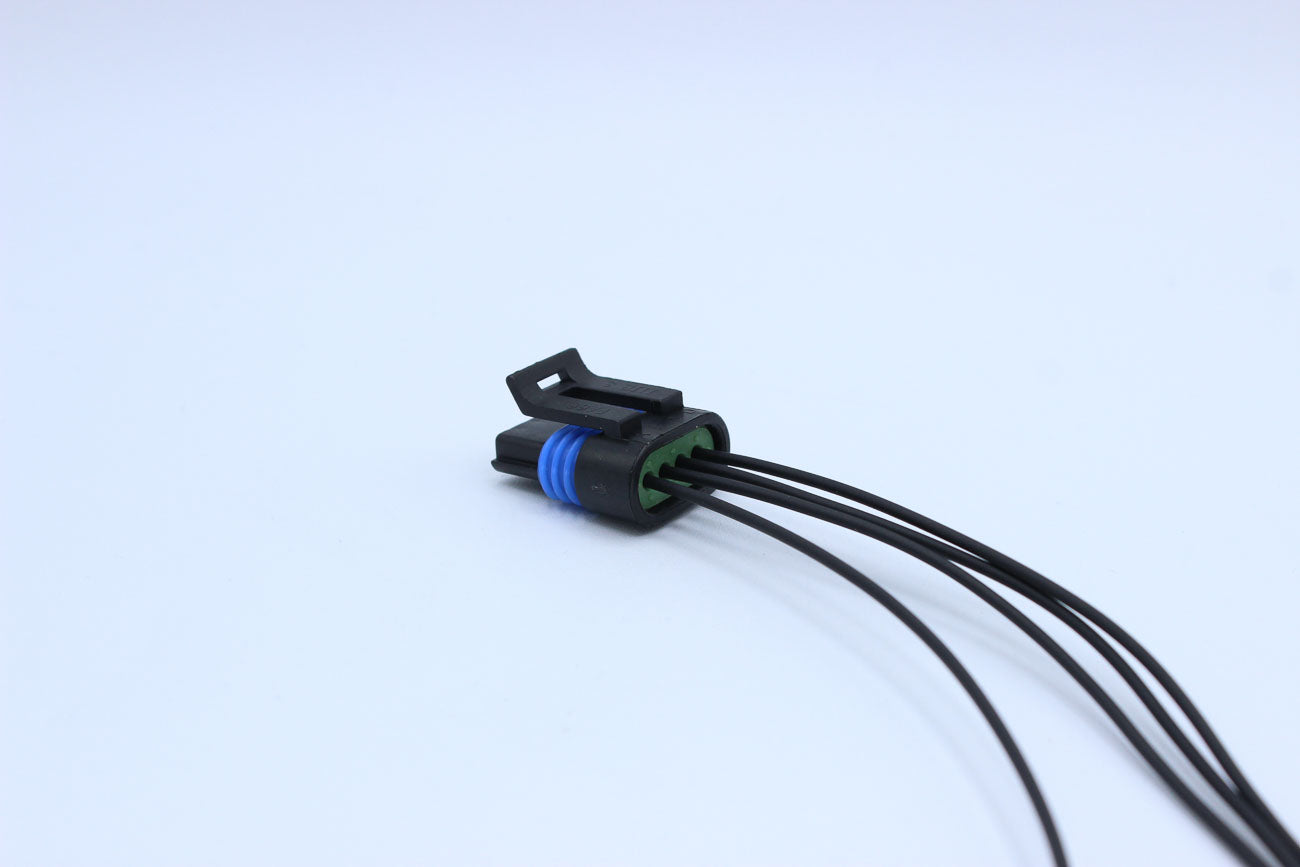 Delphi Female Metri-pack 150 PTS Black - 4 Terminal in Style: Flying Lead. Delphi Metri-pack 150 PTS in Black. These connectors are typically found in OEM applications and are available as a connector only or as a flying lead. An extra terminal is include