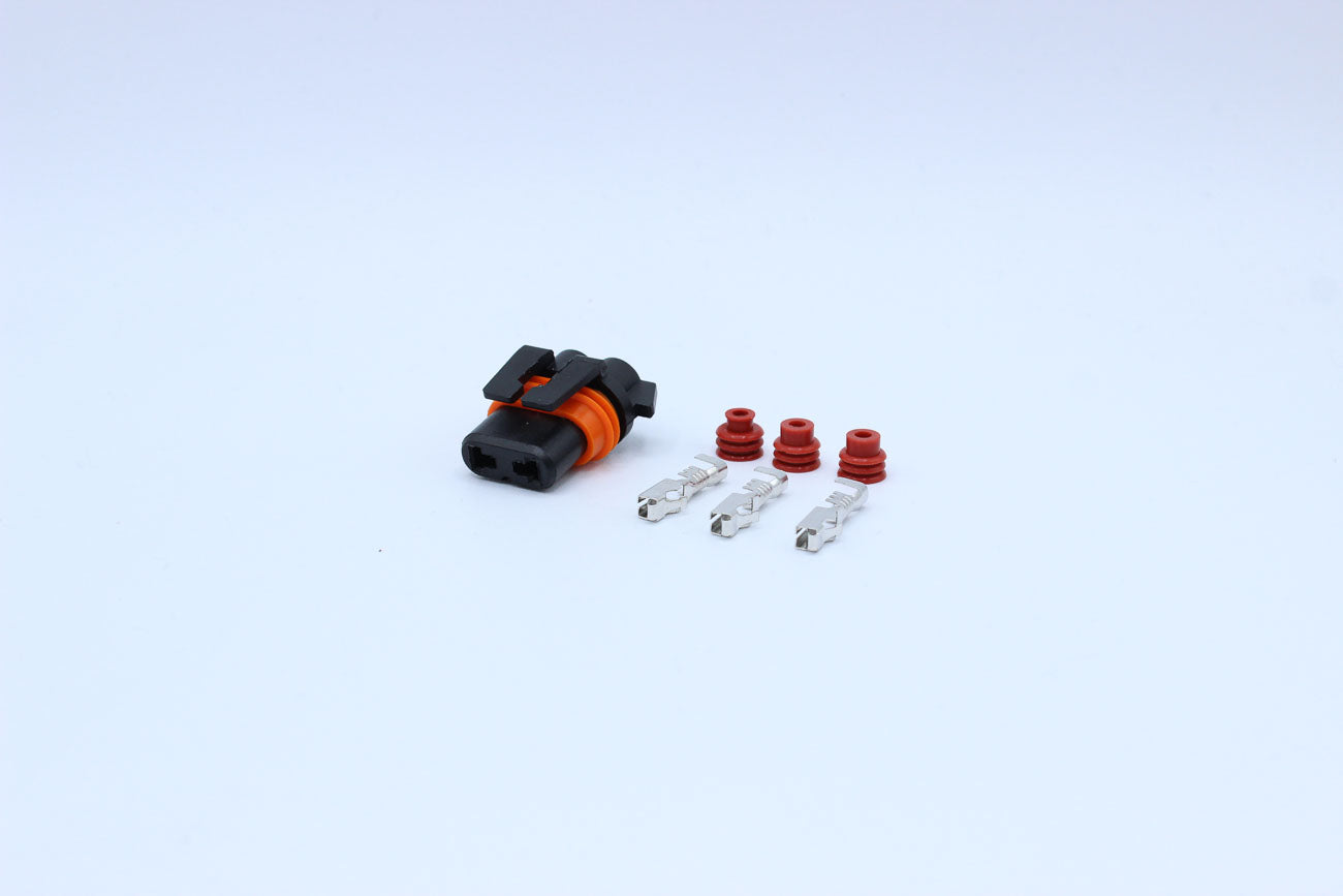 Delphi Female Metri-pack 280 Black type 3 - 2 Terminal in Style: Connector Only. Delphi Metri-pack 280 in Black. These connectors are typically found in OEM applications and are available as a connector only or as a flying lead. An extra terminal is inclu
